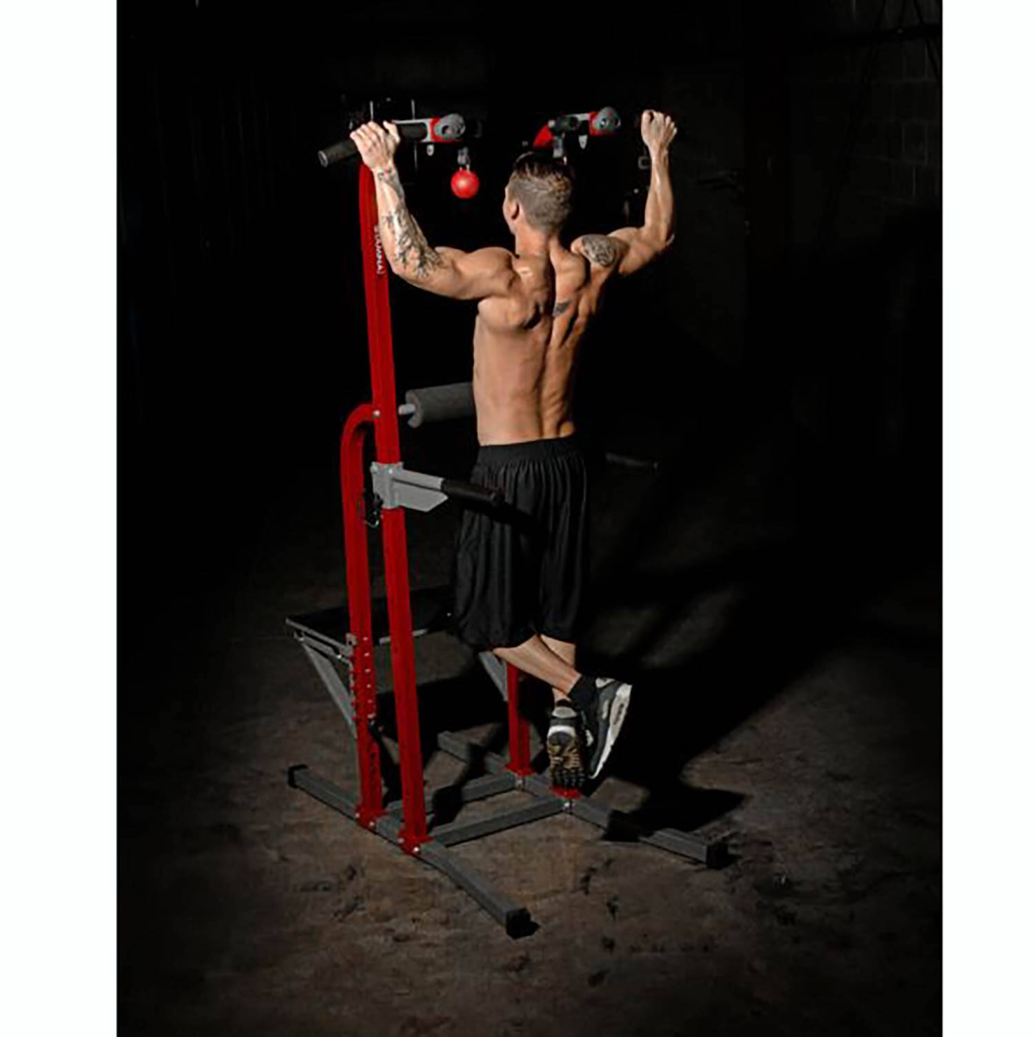 Alt View 7. Stamina Products - Stamina X Fortress Power Tower Home Gym Pull Up Fitness Workout Station, Red - Red/Black.