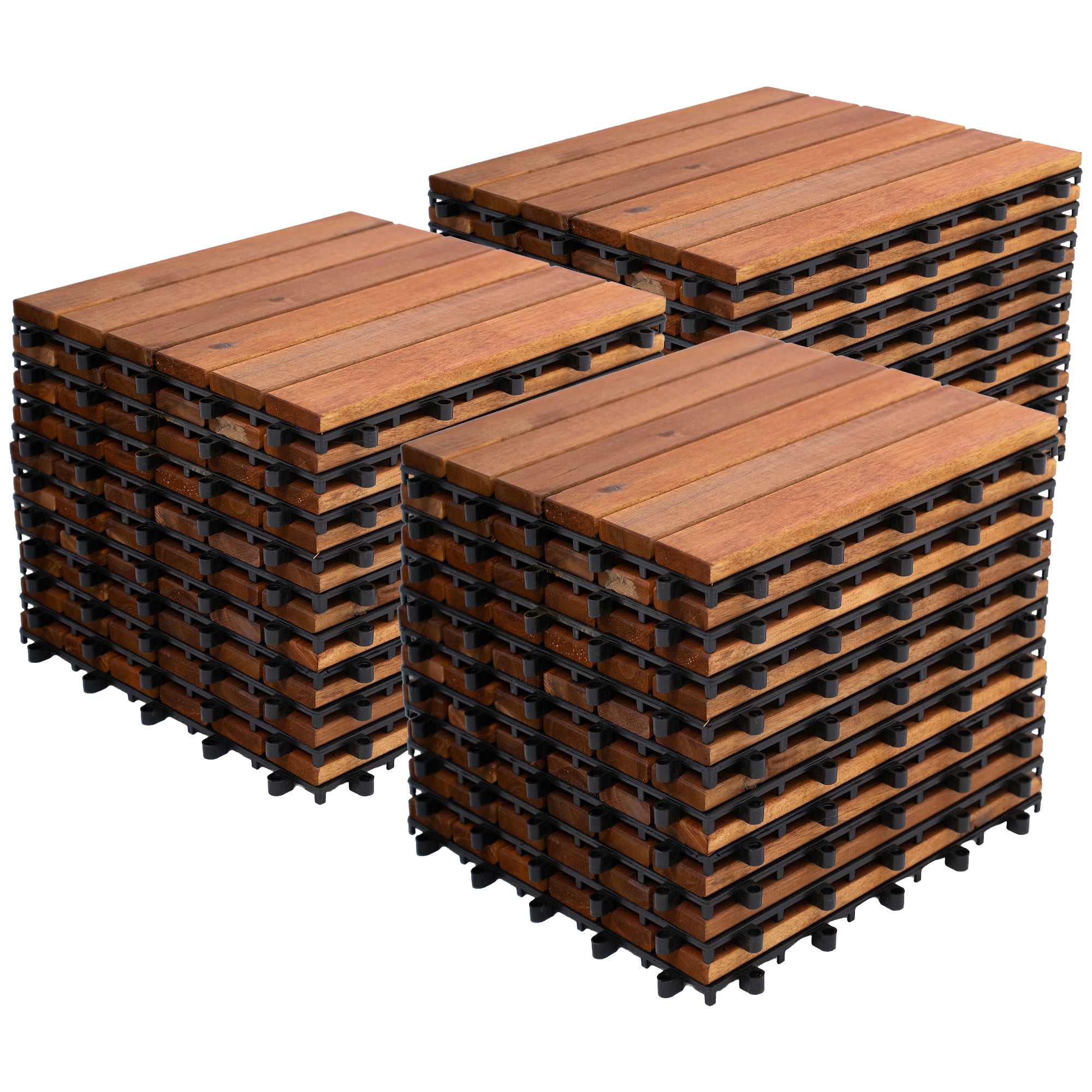 Bliss Hammocks - Bliss Outdoors Hardwood 6-Slat Interlocking Wood Deck Tiles, Natural, Set of 30 - Natural Wood price history on PriceWatchPro