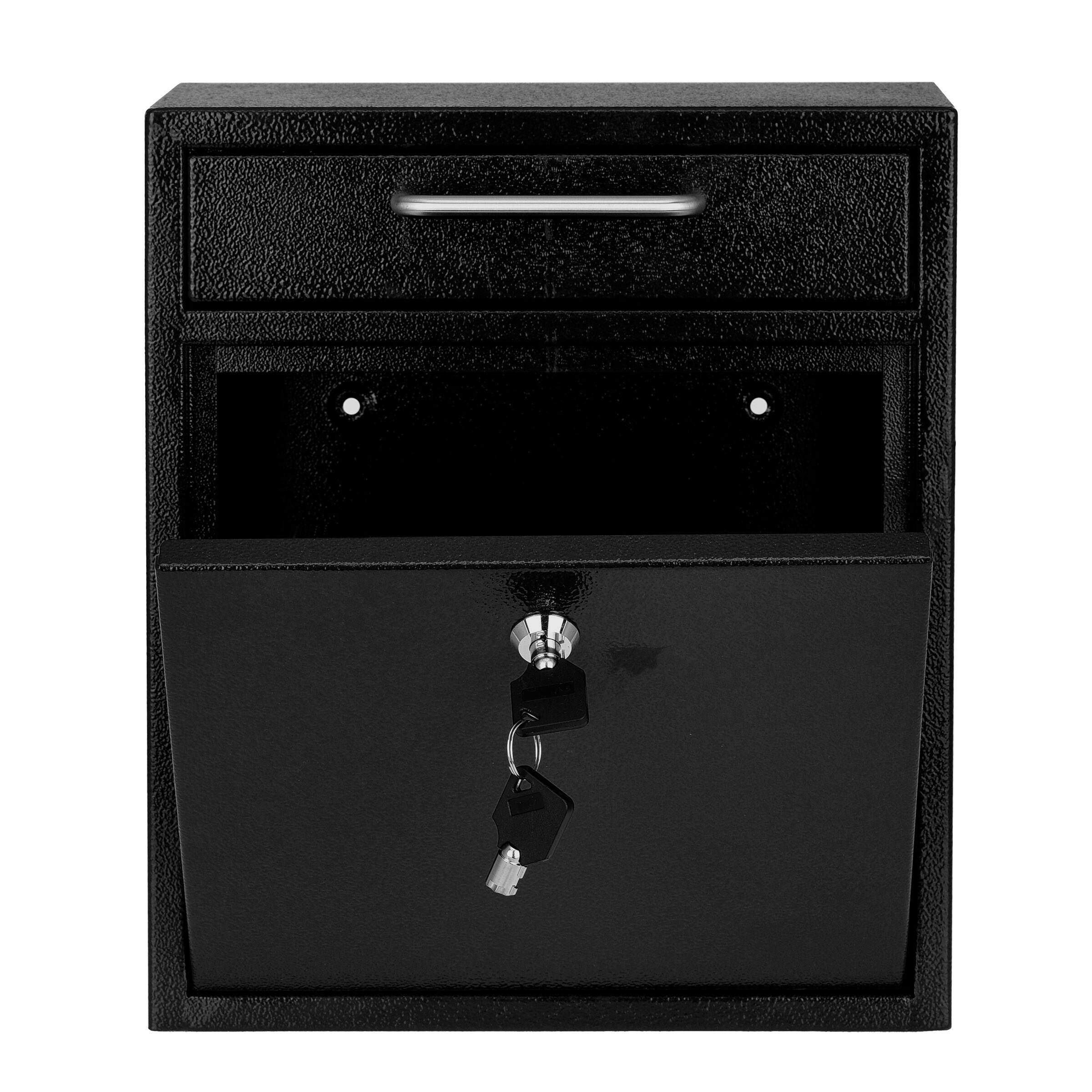 Alt View 7. AdirOffice - Medium Steel Wall-Mounted Drop Box Safe with Key Lock - Black.