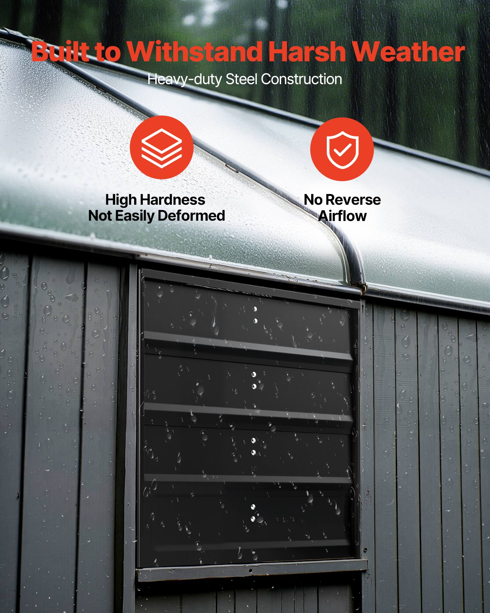 Built to Withstand Harsh Weather  
Heavy-duty Steel Construction  
High Hardness  
Not Easily Deformed  
No Reverse Airflow