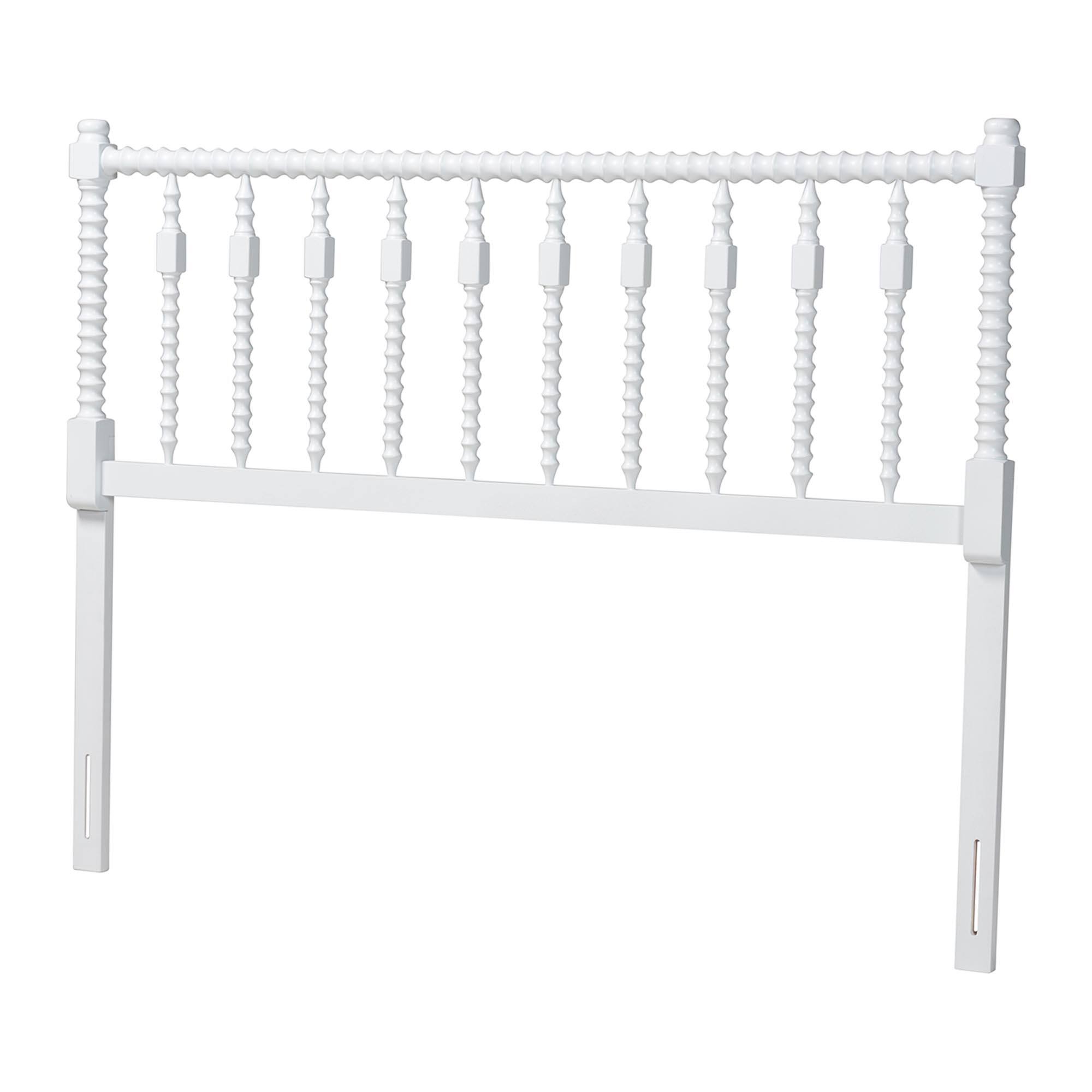 Front. Baxton Studio - Juliette Turned Spindle Headboard - Crafted Wood Panel with Decorative Spoke Design for Cottage Farmhouse Bedroom, Full - White.