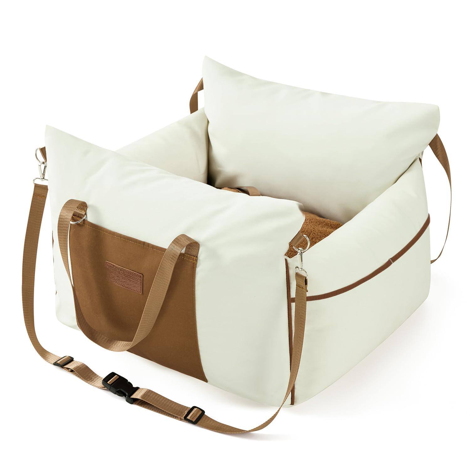 Front. Reds Spade - Dog Car Seat For Small Dogs Waterproof Pet Booster With Clip on Safety Leash Soft Travel Carrier Puppy Up T... - Beige.