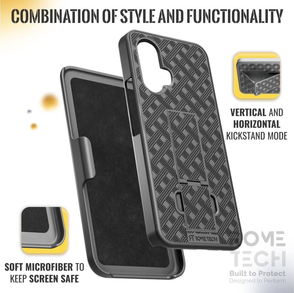 COMBINATION OF STYLE AND FUNCTIONALITY  
VERTICAL AND HORIZONTAL KICKSTAND MODE  
SOFT MICROFIBER TO KEEP SCREEN SAFE  

ROYET TECH  
Built to Protect  
Designed to Perform