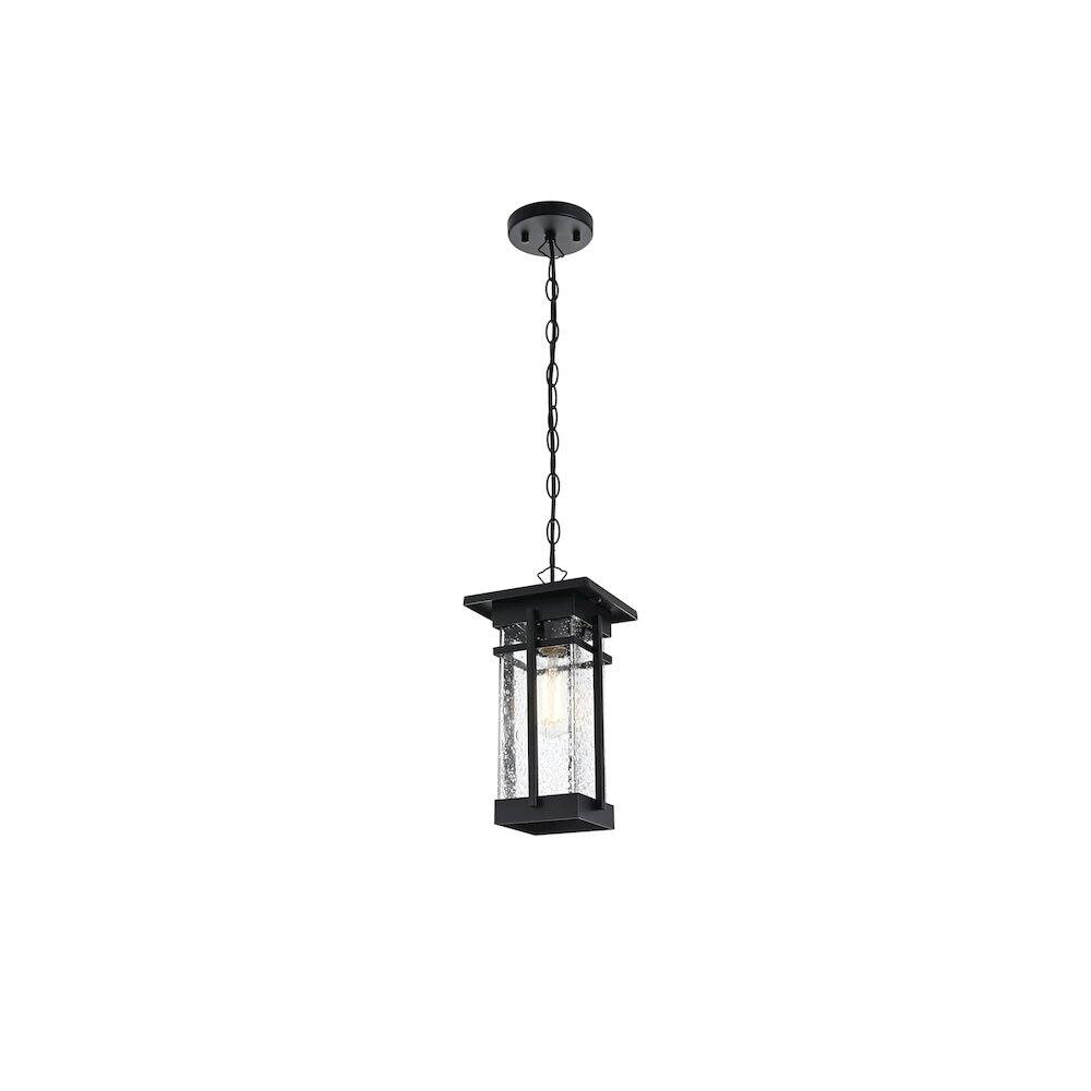 Angle. Elegant Lighting - Livingston 7 inch Outdoor Pendant in Black - Black.