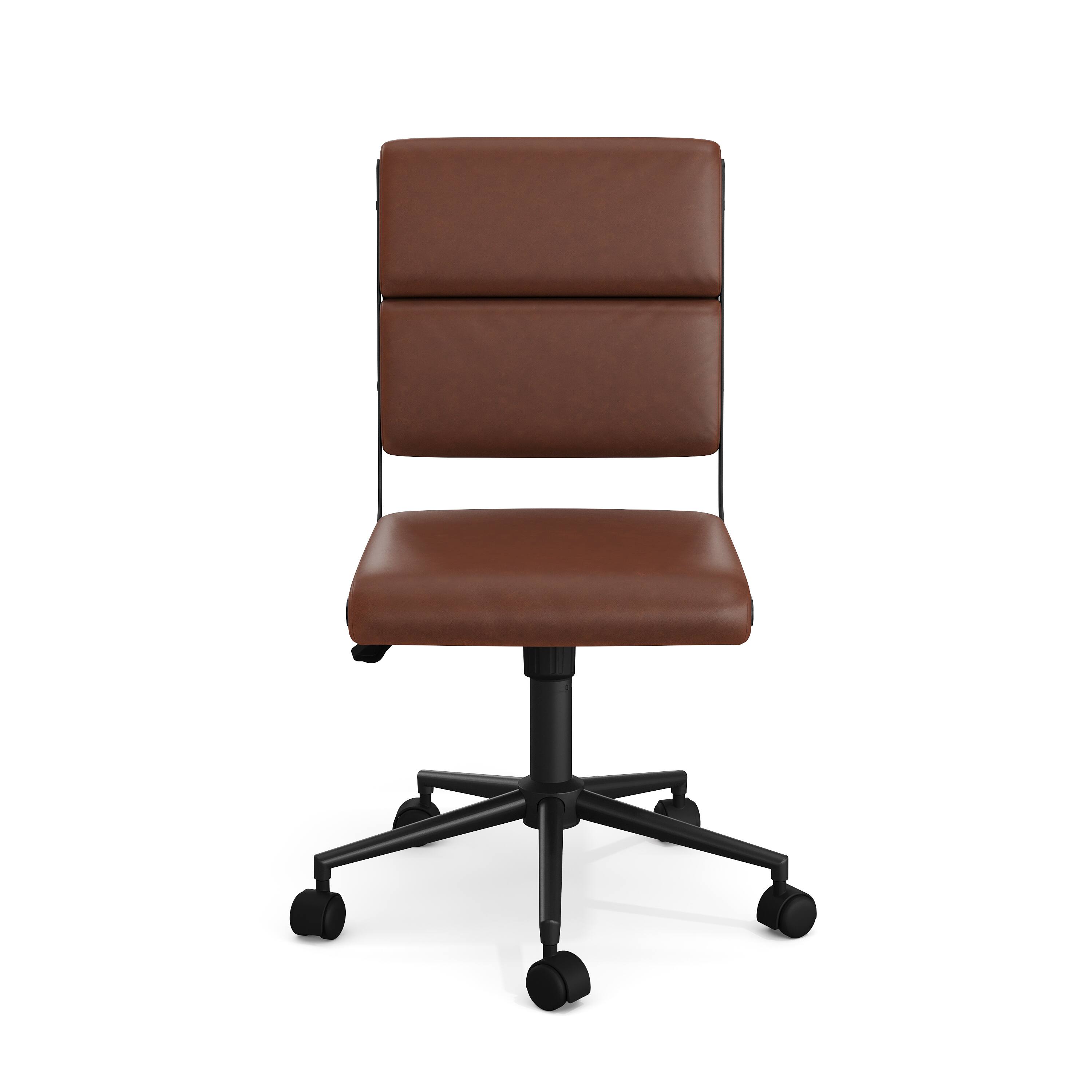 Alt View 10. Martha Stewart - Lulu Upholstered Height-Adjust Swivel Home Office Chair - Saddle Brown Faux Leather/Oil Rubbed Bronze Frame.