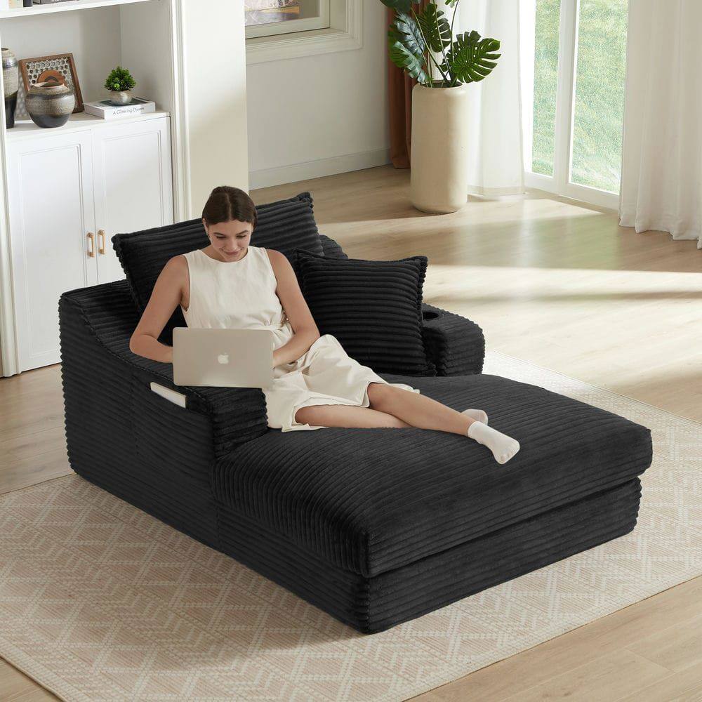 Kadyn - 47.24 inch modern comfortable cushioned compression sofa with unique cushion design, Lounge chair - Black