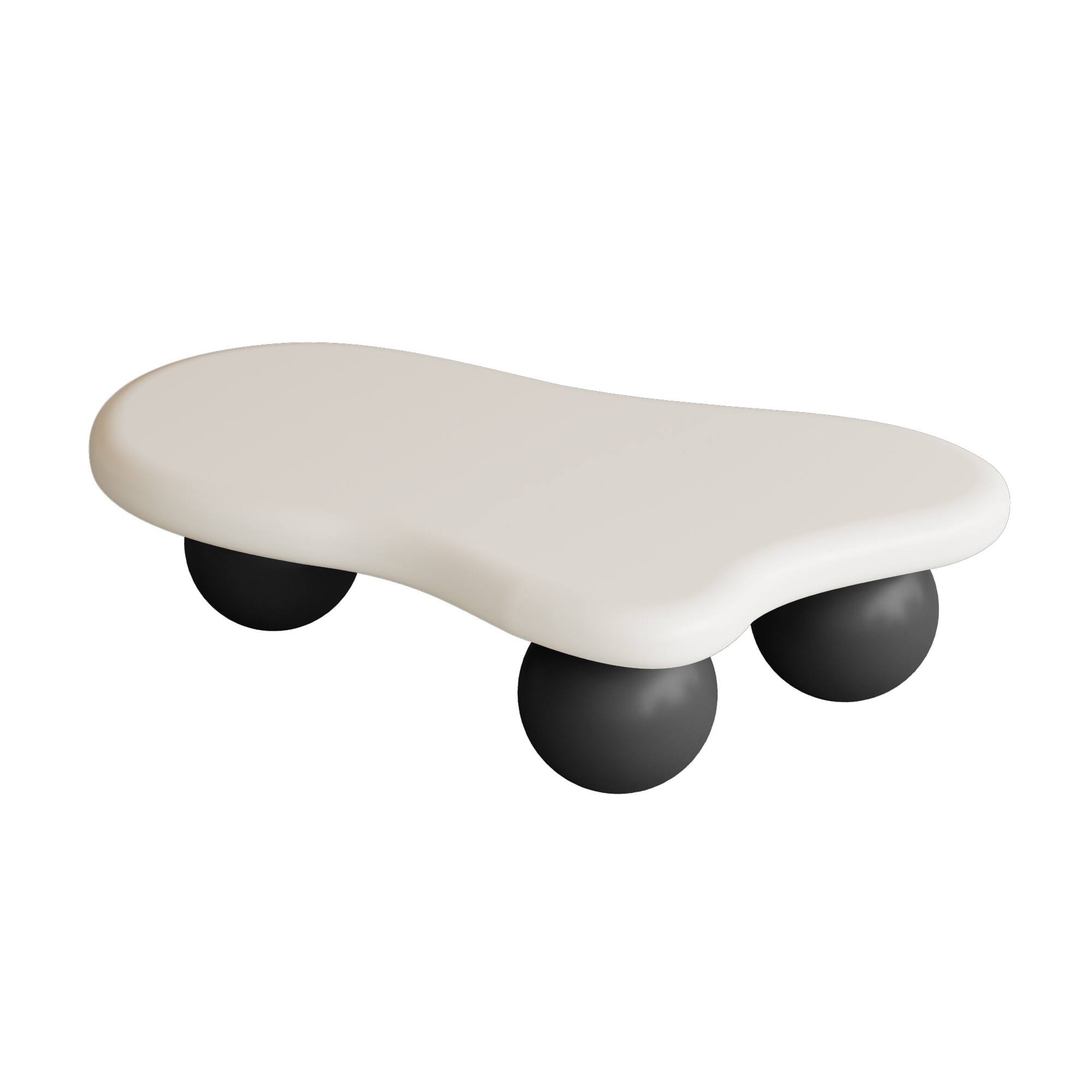 Alt View 2. Loheer - Loheer 47 Inch Modern Cloud Shaped Coffee Table White Top Black Legs - Black White.