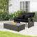 Alt View 1. Costway - Wicker Loveseat Sofa Set Patio Rattan Daybed with Ottoman & Retractable Side Tray - Black + Mix Gray.