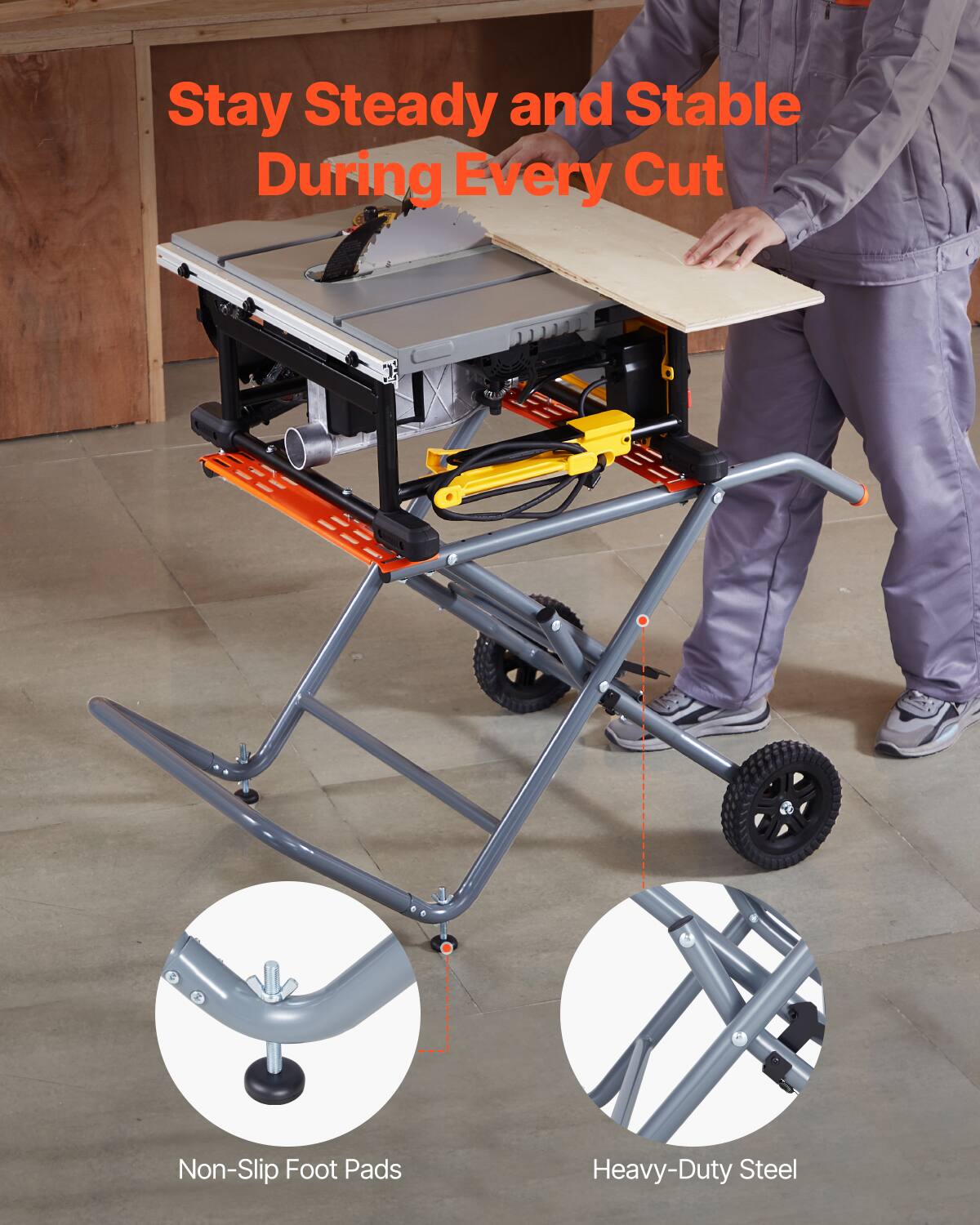 Stay Steady and Stable During Every Cut

Non-Slip Foot Pads

Heavy-Duty Steel