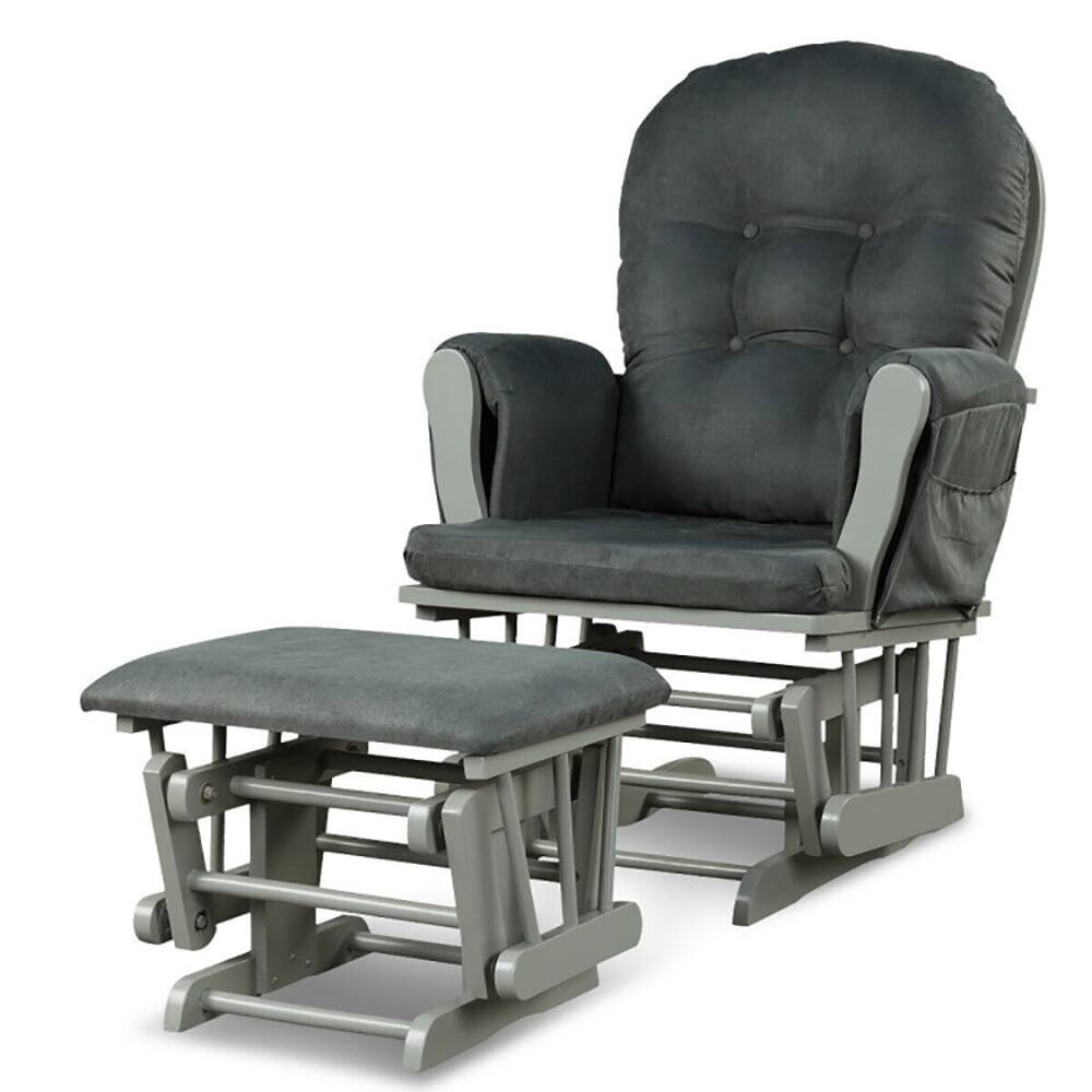 Alt View 2. Kadyn - Recliner Chair, Reclining Chair,Lounge Chair,Wood Glider and Ottoman Set with Padded Armrests, Gray - Gray.