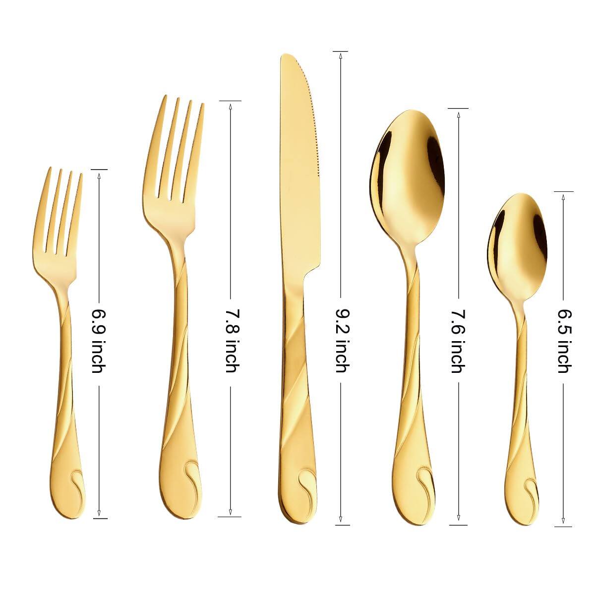 Angle. Dazzed Corner - Gold Silverware Set for 6, 30-Piece Stainless Steel Flatware Set - NY4PM2K.