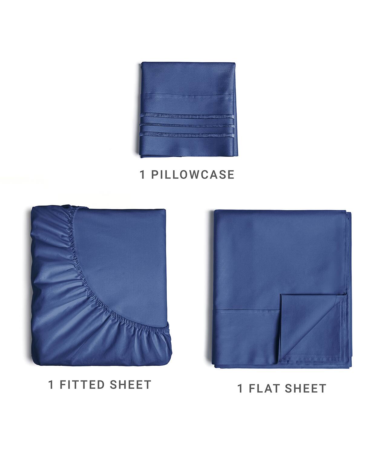1 Pillowcase  
1 Fitted Sheet  
1 Flat Sheet