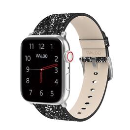 Waloo - Leather Bling Replacement Band for Apple Watch - 44/45/46/49mm - Black