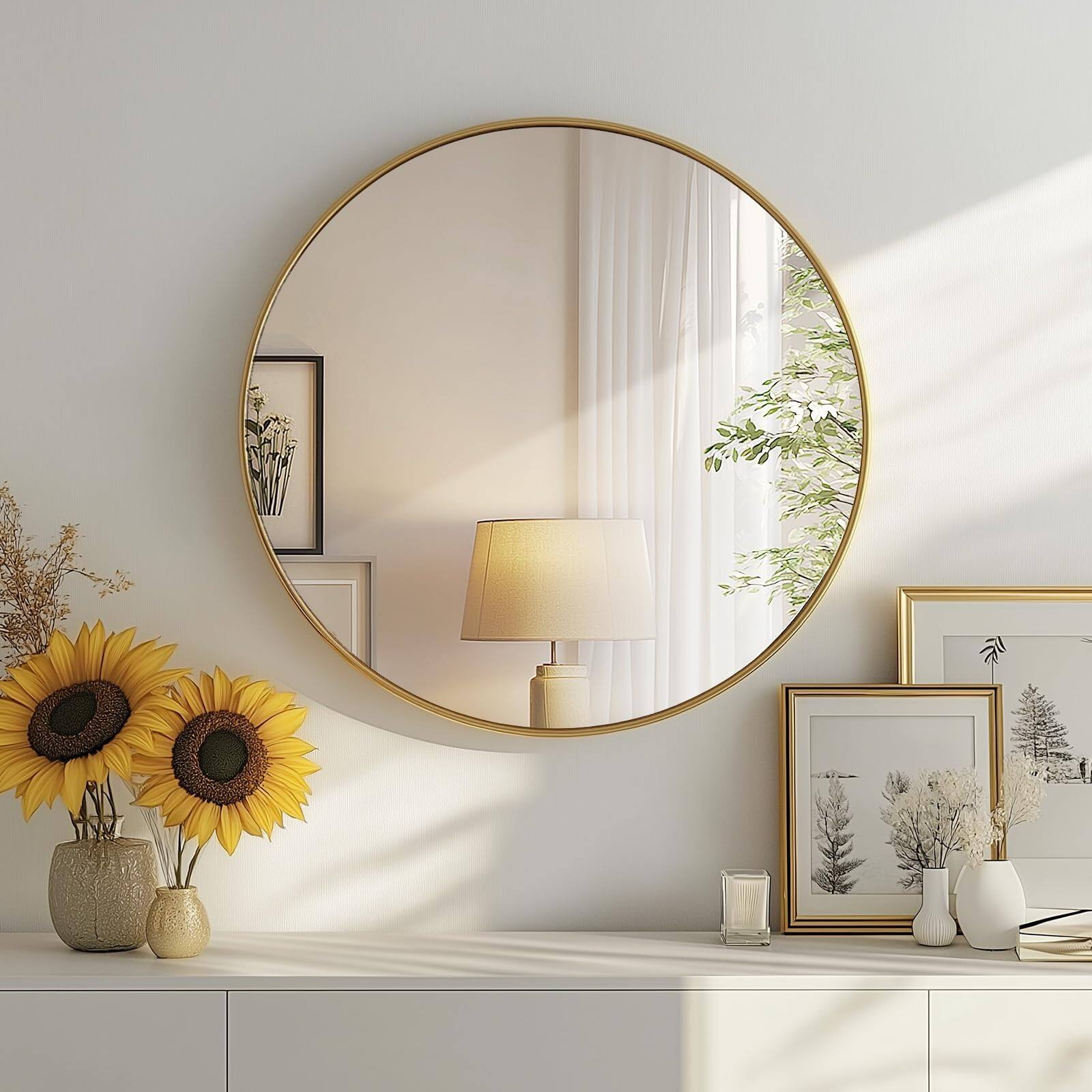Gold-round-30"L x 30"W-Round Mirror