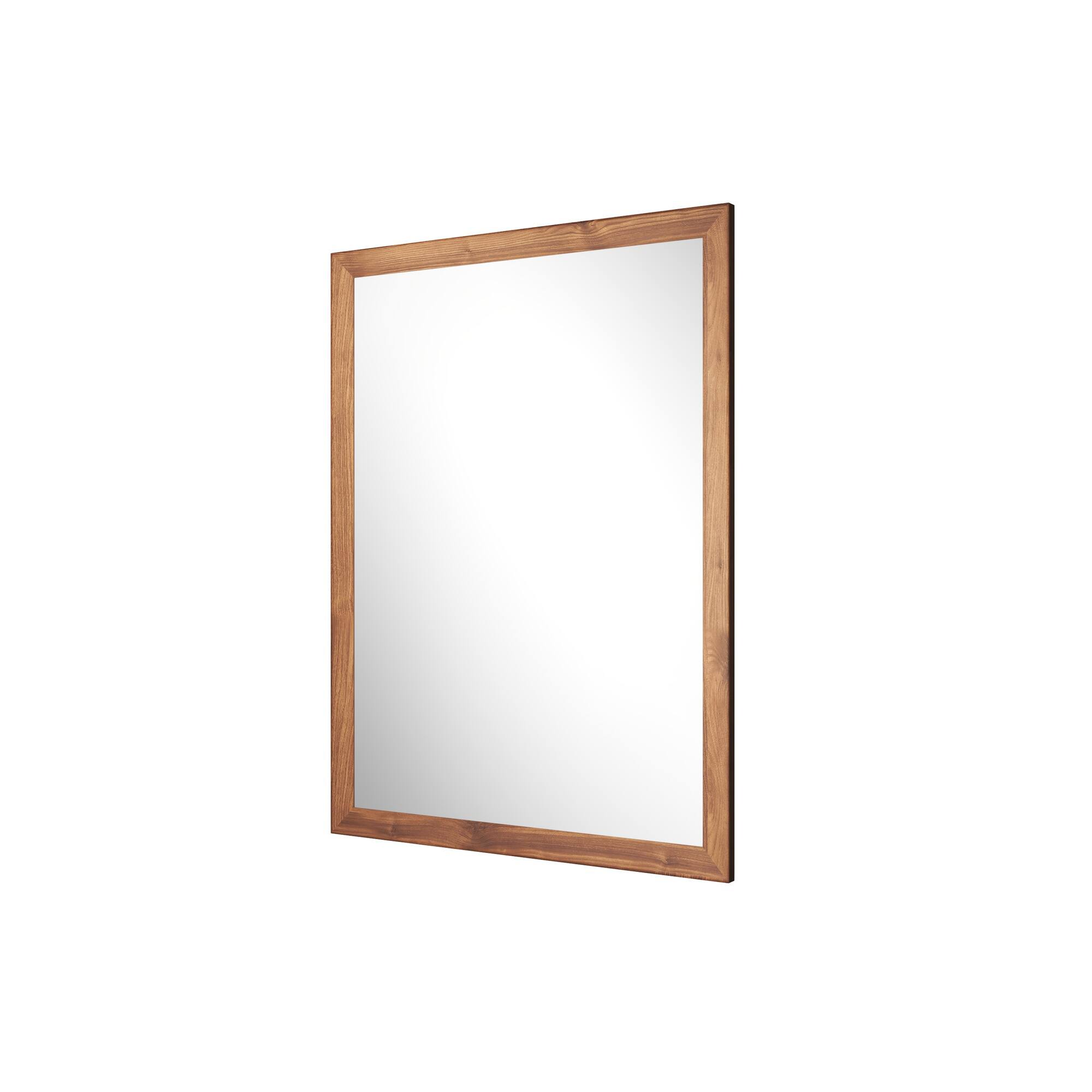 Alt View 1. Boyel Living - 40 in W x 32 in L Dark Wood Grain Rectangular Slanted Edge Aluminum Framed Wall Bathroom Vanity Mirror.