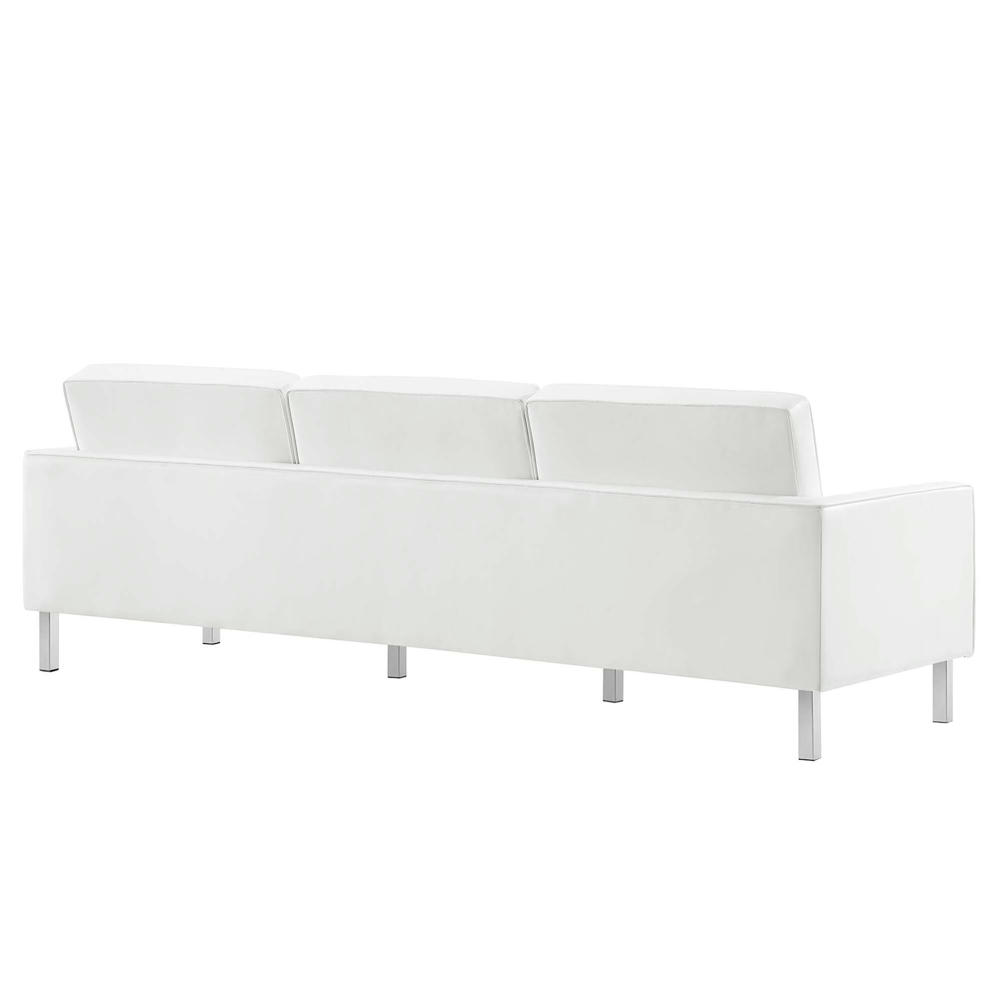 Alt View 4. Modway - Loft 3-Piece Tufted Vegan Leather Furniture Set by Modway - Silver White.
