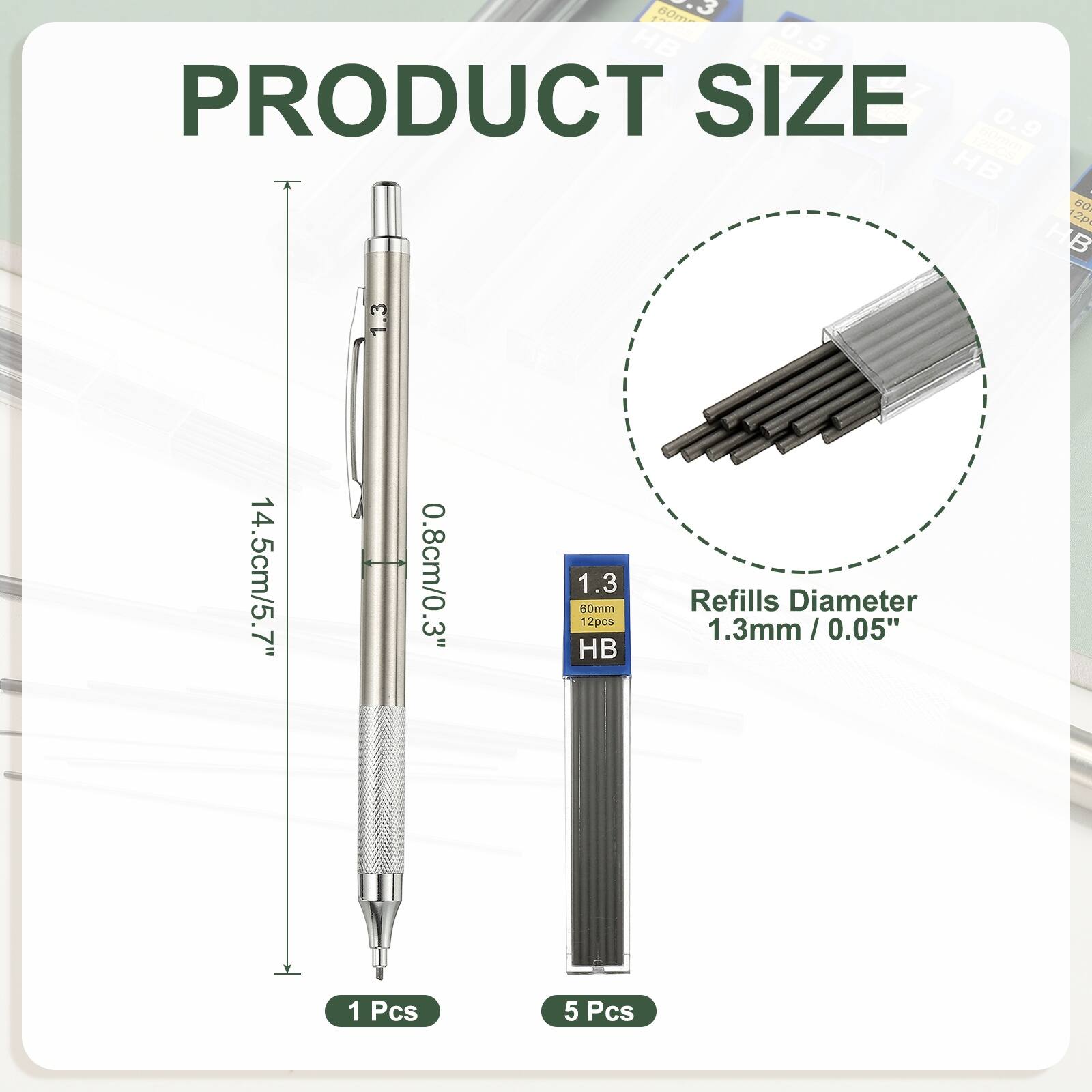PRODUCT SIZE

14.5cm/5.7"  
0.8cm/0.3"  
1.3mm / 0.05"  

1 Pcs  
5 Pcs