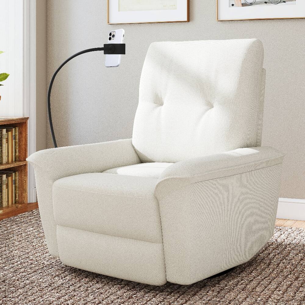 Alt View 9. Loheer - Loheer Power Swivel Rocker Recliner Chair Electric Glider Reclining Sofa with USB Ports Phone Holder Beige-Gray - Beige-gray.
