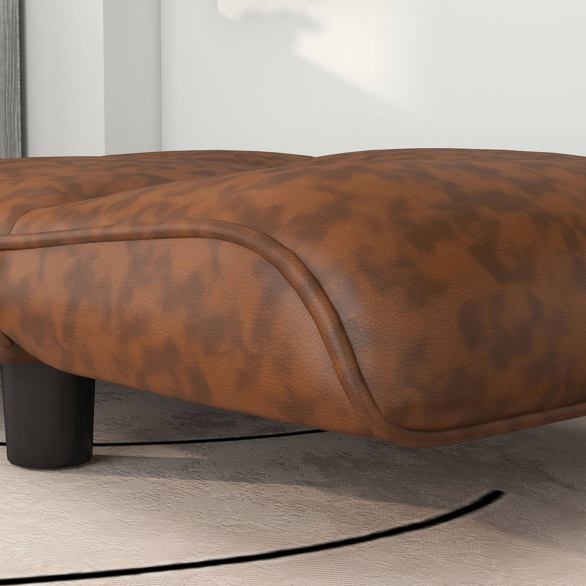 Alt View 5. Pawhut - Pet Sofa Bed Couch, Foldable Cat Lounger PU Leather Cover, 39" x 21.75" x 17.75", Expandable to 52" x 30.25" x 7" - Brown.