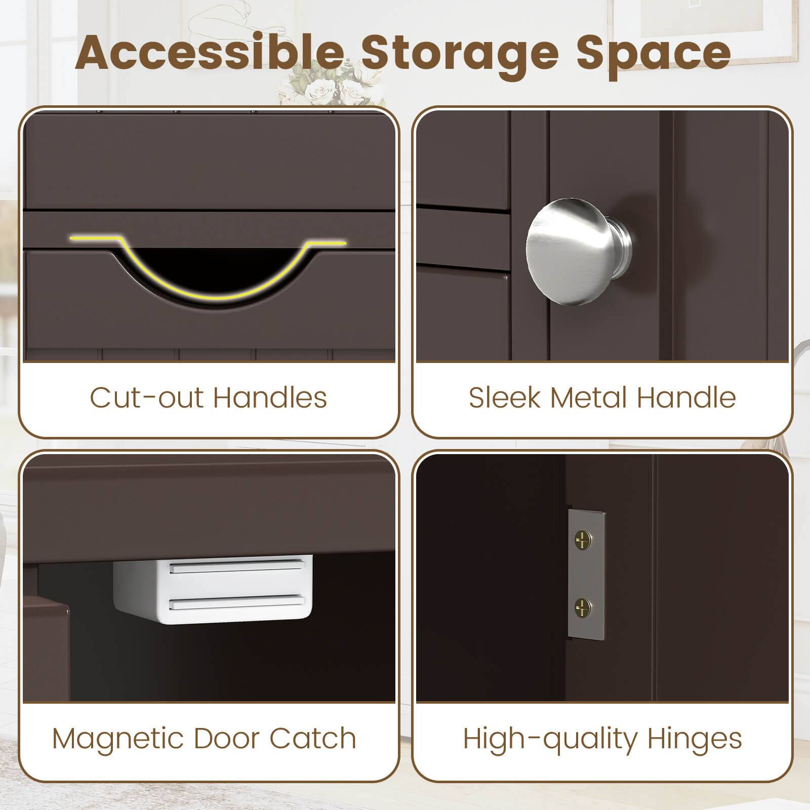 Accessible Storage Space

- Cut-out Handles
- Sleek Metal Handle
- Magnetic Door Catch
- High-quality Hinges