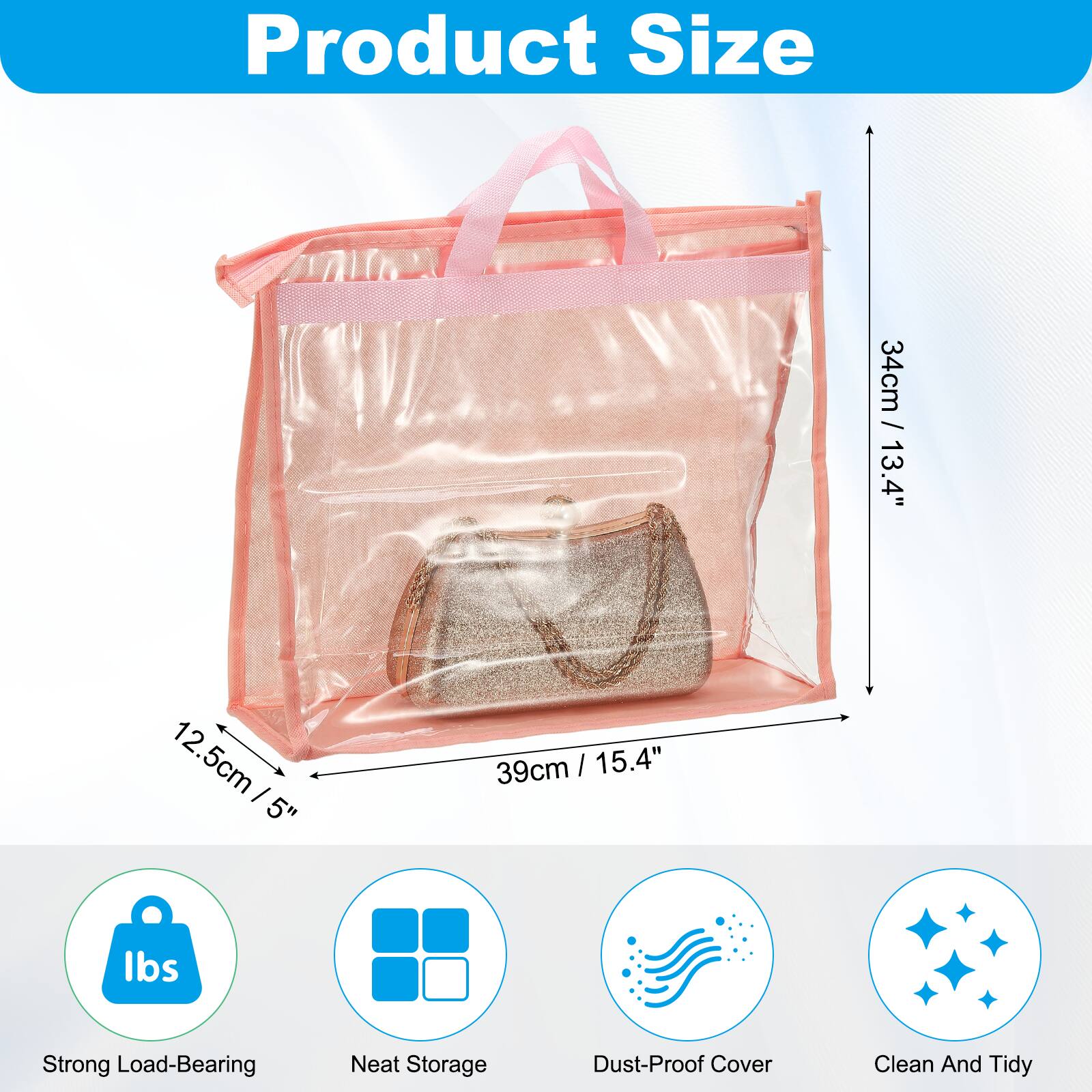 Product Size: 34cm / 13.4" x 12.5cm x 39cm / 15.4"  
Strong Load-Bearing  
Neat Storage  
Dust-Proof Cover  
Clean And Tidy