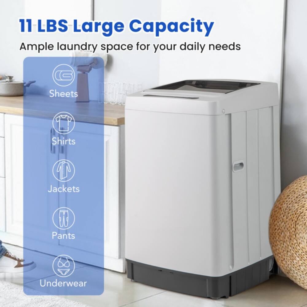 11 LBS Large Capacity  
Ample laundry space for your daily needs  

- Sheets  
- Shirts  
- Jackets  
- Pants  
- Underwear