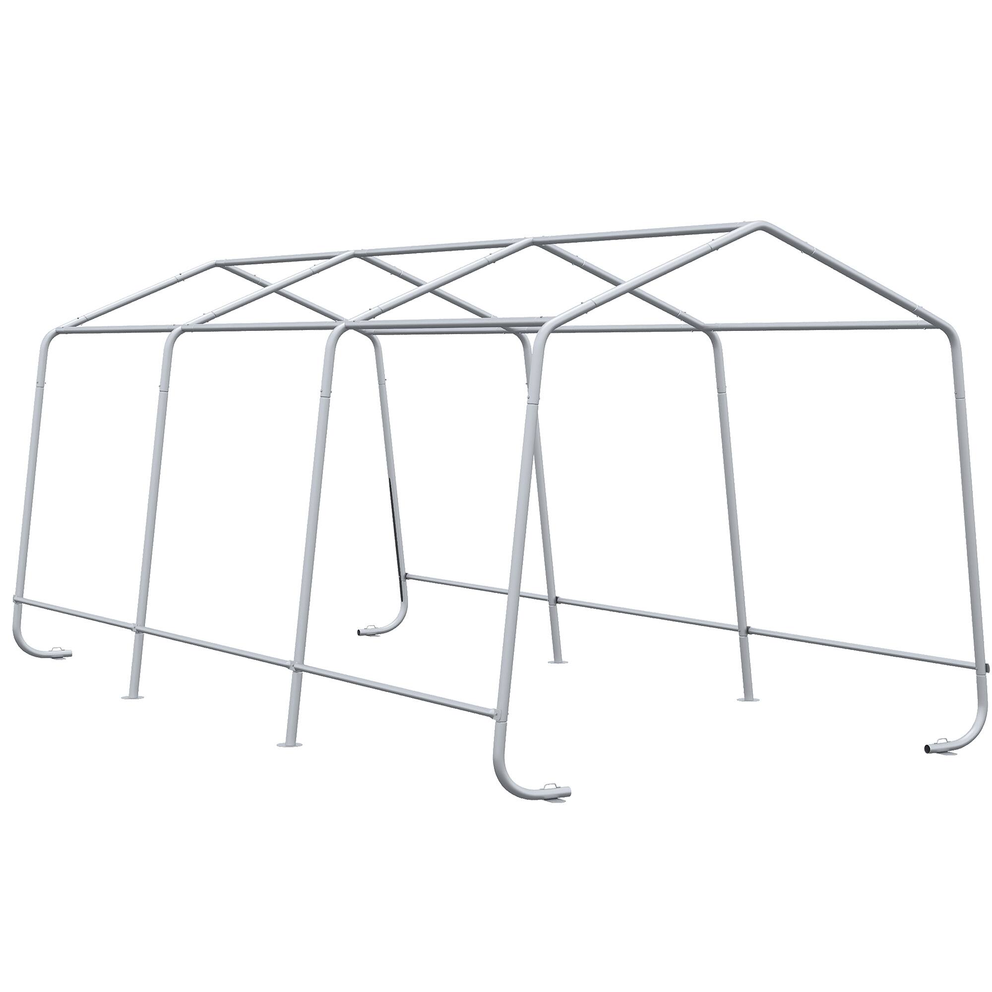 Alt View 8. Outsunny - 10' x 20' Carport Portable Garage, Heavy Duty Storage Tent, Patio Storage Shelter w/ Anti-UV PE Cover - Gray.
