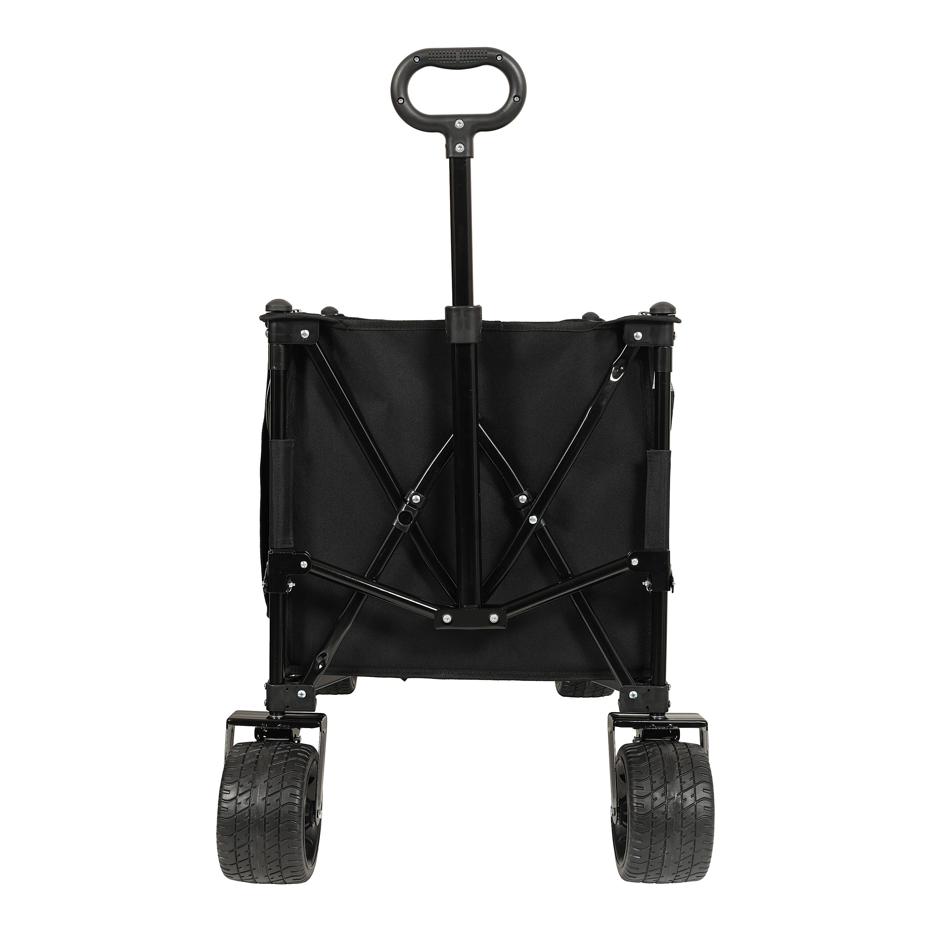 Back. APRILSOUL - Collapsible Foldable Extended Wagon 480lbs Weight Capacity Big All-Terrain Beach Wheels and Drink Holders Brakes Black - Black.