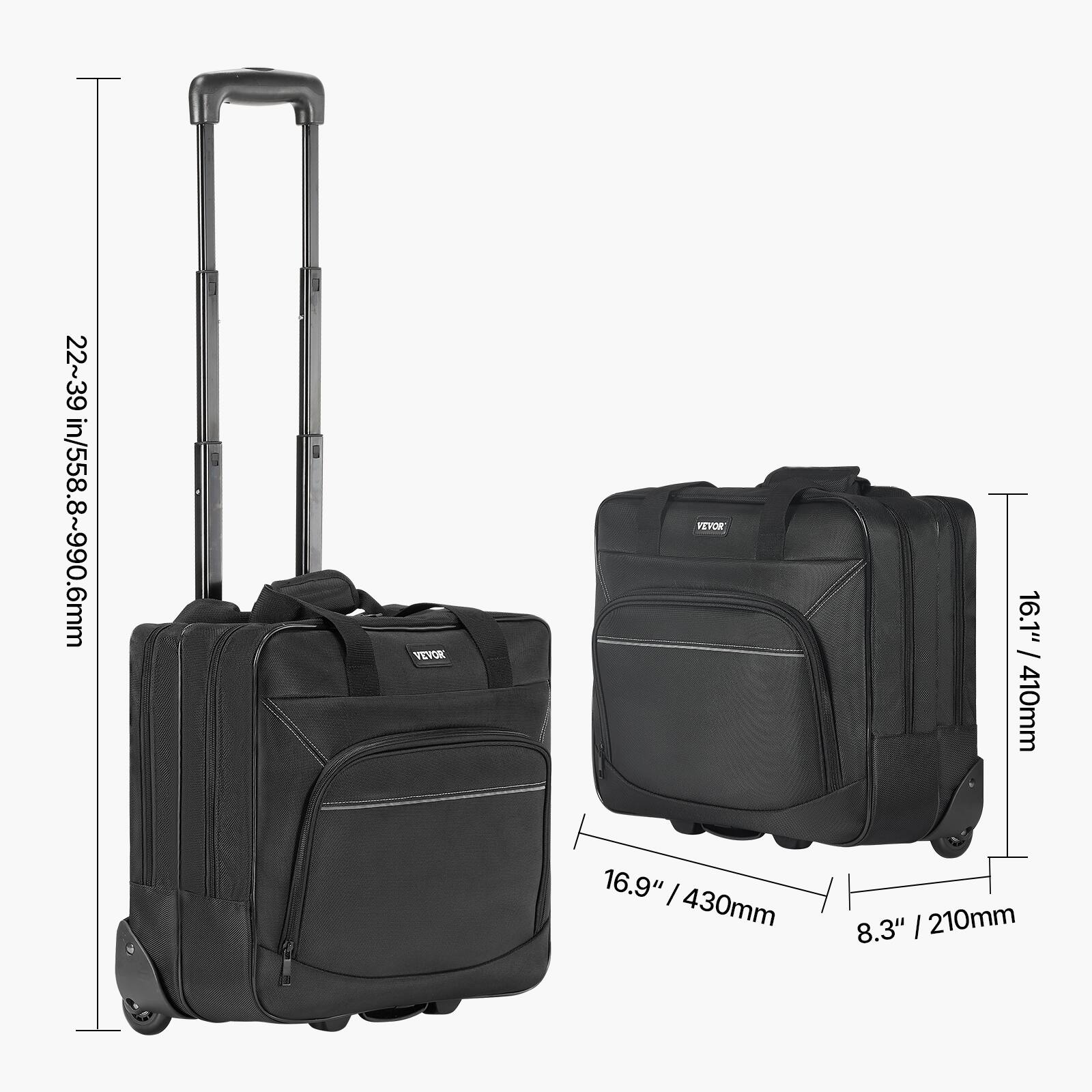 22~39 in/558.8~990.6mm

16.1" / 410mm

16.9" / 430mm

8.3" / 210mm