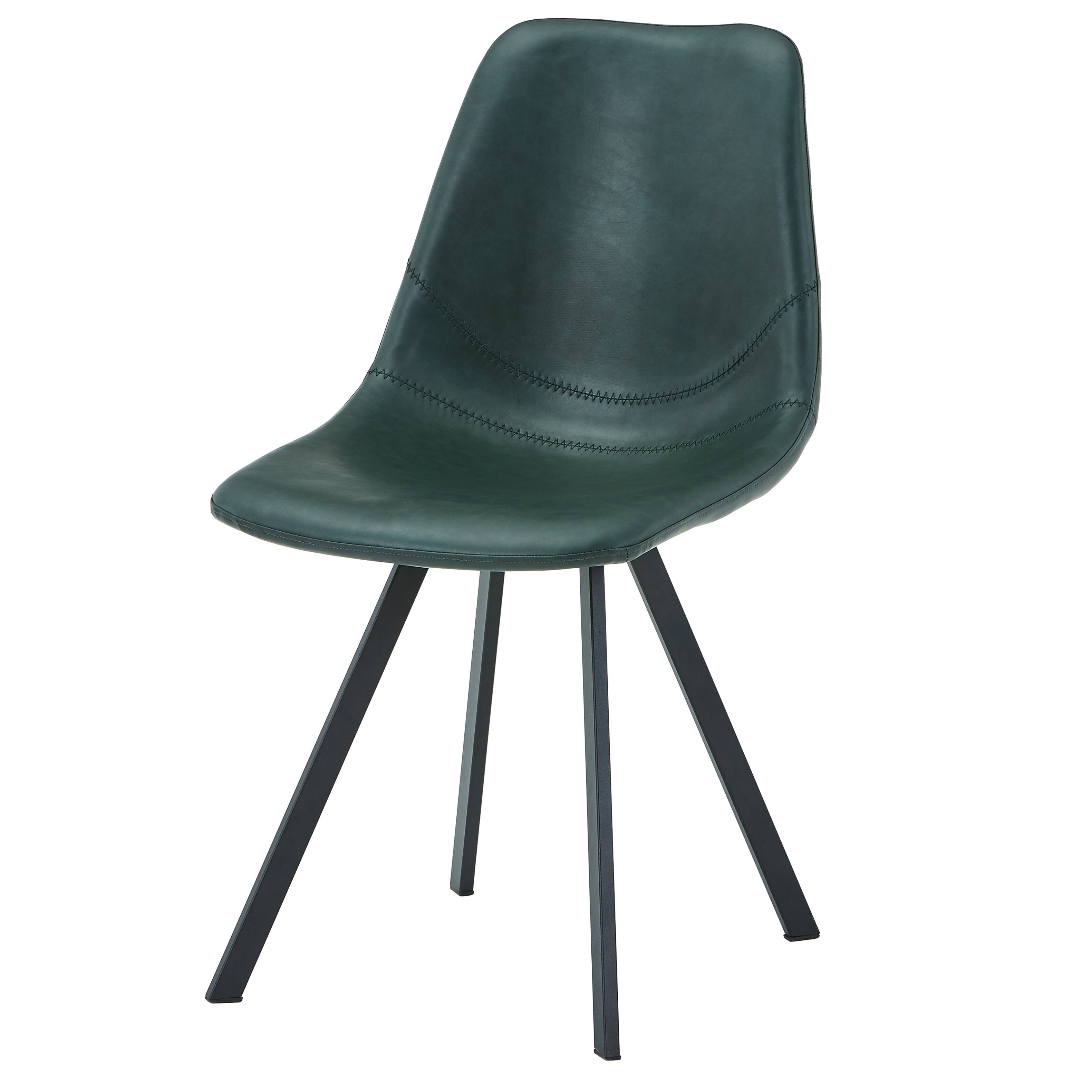 Alt View 6. LeisureMod - Markley Modern Upholstered Distressed Leather Dining Chair, Iron Legs, Ergonomic for Kitchen & Home Office - Olive Green.
