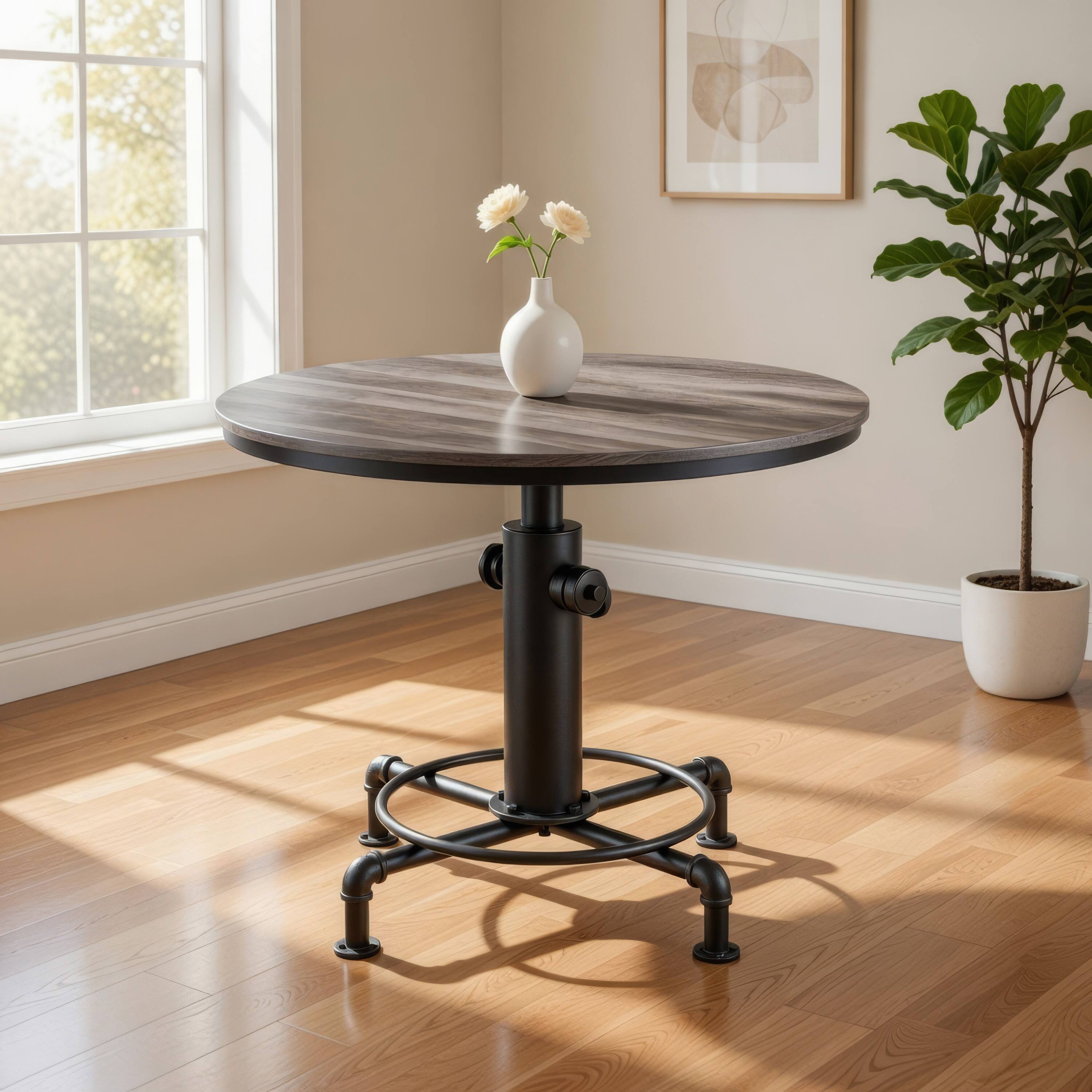 Alt View 7. Manhattan Lane - Metal Counter Height Dining Table with Fire Hydrant Inspired Base - Gray.