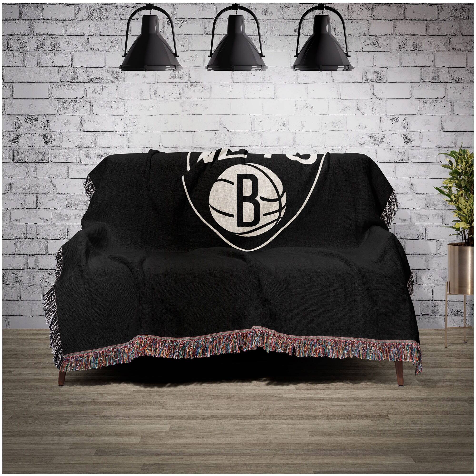 Alt View 1. Chad & Jake - Brooklyn Nets Woven Blanket - Black.