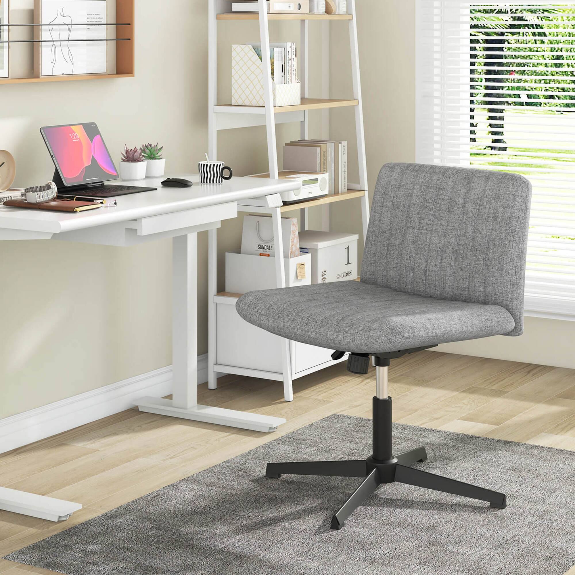 Alt View 3. Costway - Costway Criss Cross Legged Office Chair Ergonomic Mid Back Computer Desk Chair Gray - Gray.