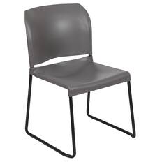 Front. Emma + Oliver - Home and Office Guest Chair Full Back Contoured Sled Base Stack Chair - Gray.