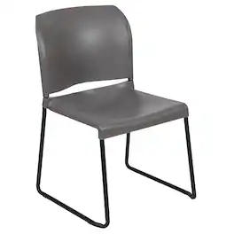 Emma + Oliver - Home and Office Guest Chair Full Back Contoured Sled Base Stack Chair - Gray