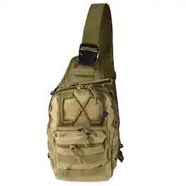 JupiterGear - Tactical Military Sling Backpack Shoulder Bag Molle Outdoor Daypack Backpack with Adjustable Strap - Khaki