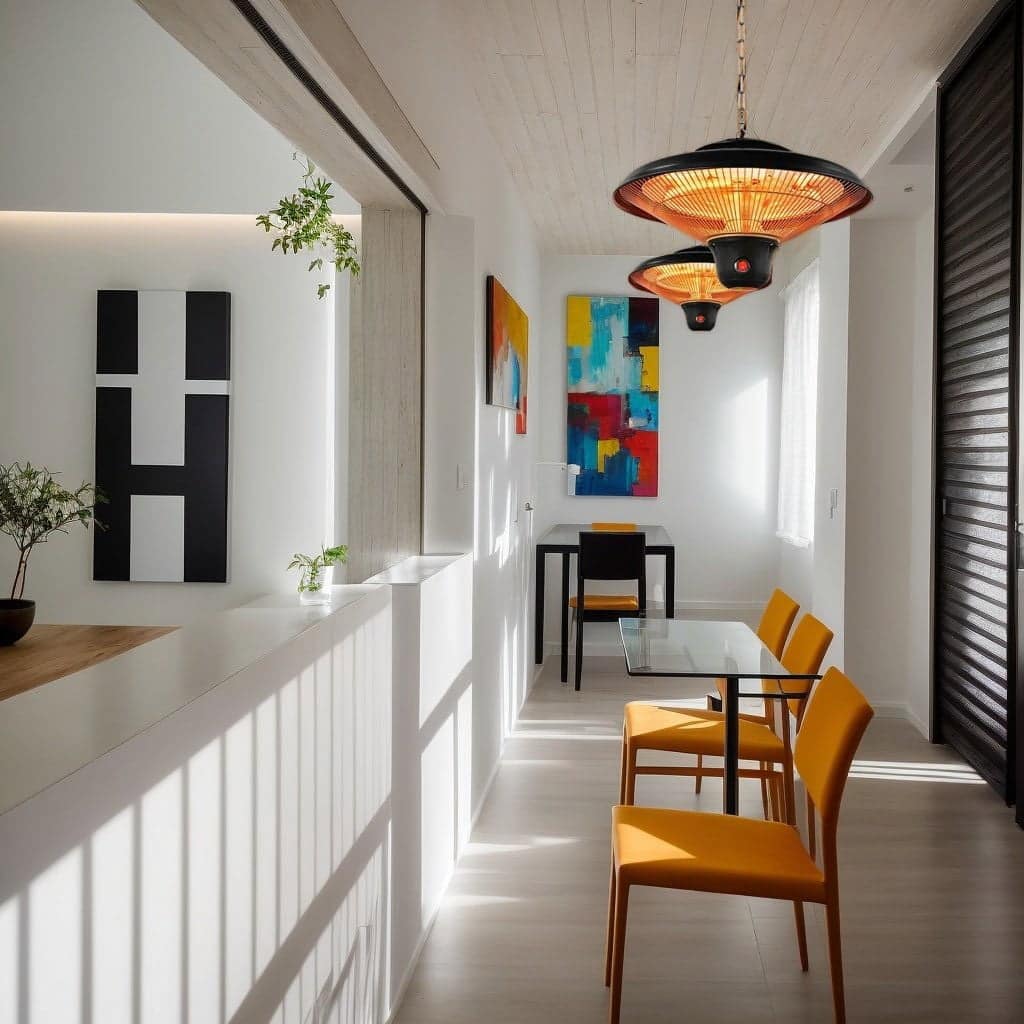 Resenkos - Small Room Heaters, Portable Heater,1500W Electric Hanging Ceiling Mounted Infrared Heater with Remote Control-Black