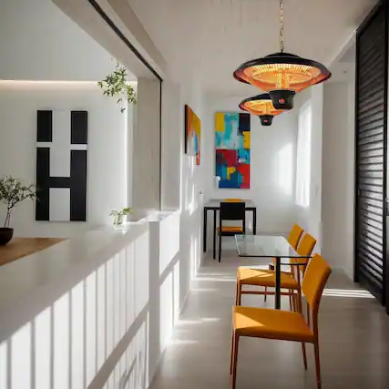 Front. Resenkos - Small Room Heaters, Portable Heater,1500W Electric Hanging Ceiling Mounted Infrared Heater with Remote Control-Black.