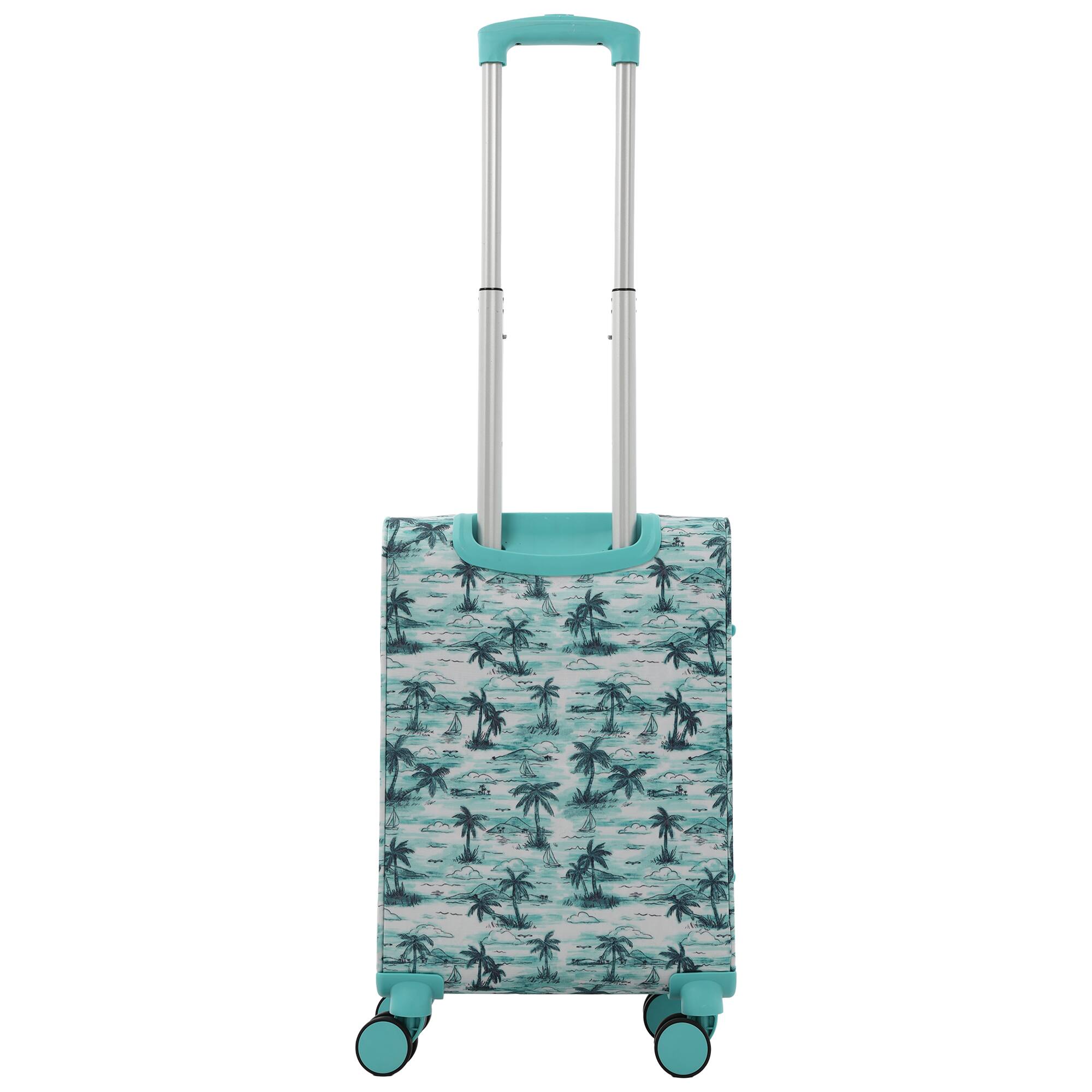 Back. Tommy Bahama - Palm Print 21.5" Expandable Softside Carry-On Spinner - Aqua.