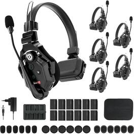 HOLLYLAND - Solidcom C1-6S Full-Duplex Wireless DECT Intercom System with 6 Headsets - Black