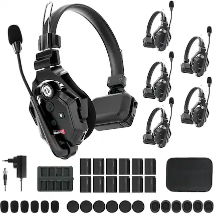 Front. HOLLYLAND - Hollyland Solidcom C1-6S Full-Duplex Wireless DECT Intercom System with 6 Headsets - Black.