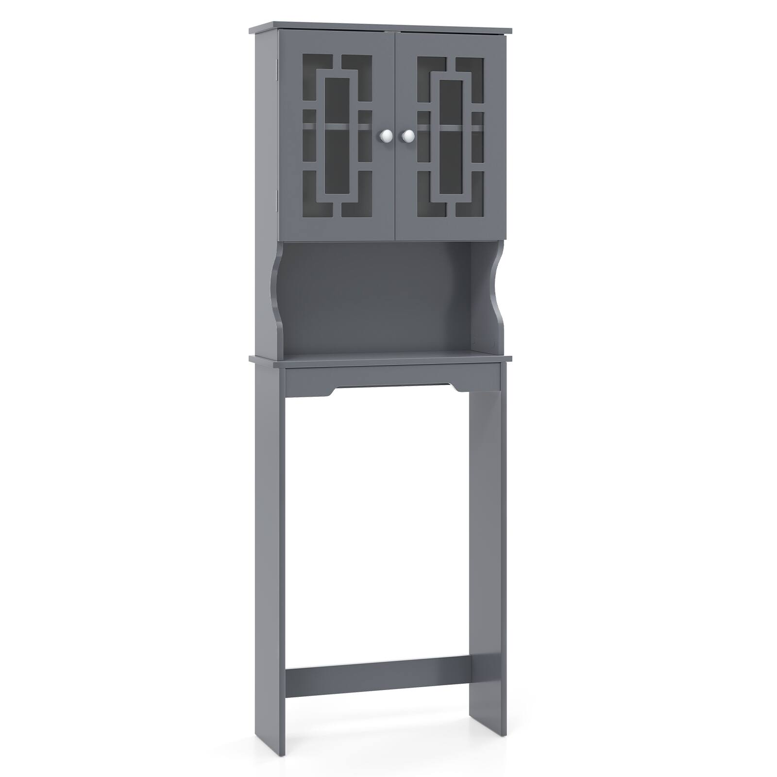 Alt View 9. Costway - Costway Over the Toilet Storage Bathroom Spacesaver Cabinet Tower Organizer Shelf & Doors - Gray.