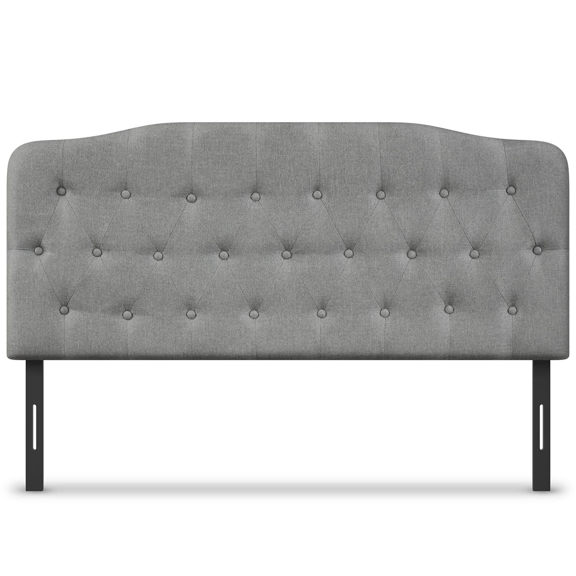 Alt View 9. Costway - Costway Queen Upholstered Headboard Adjust Button Tufted Faux Linen - Light Grey.