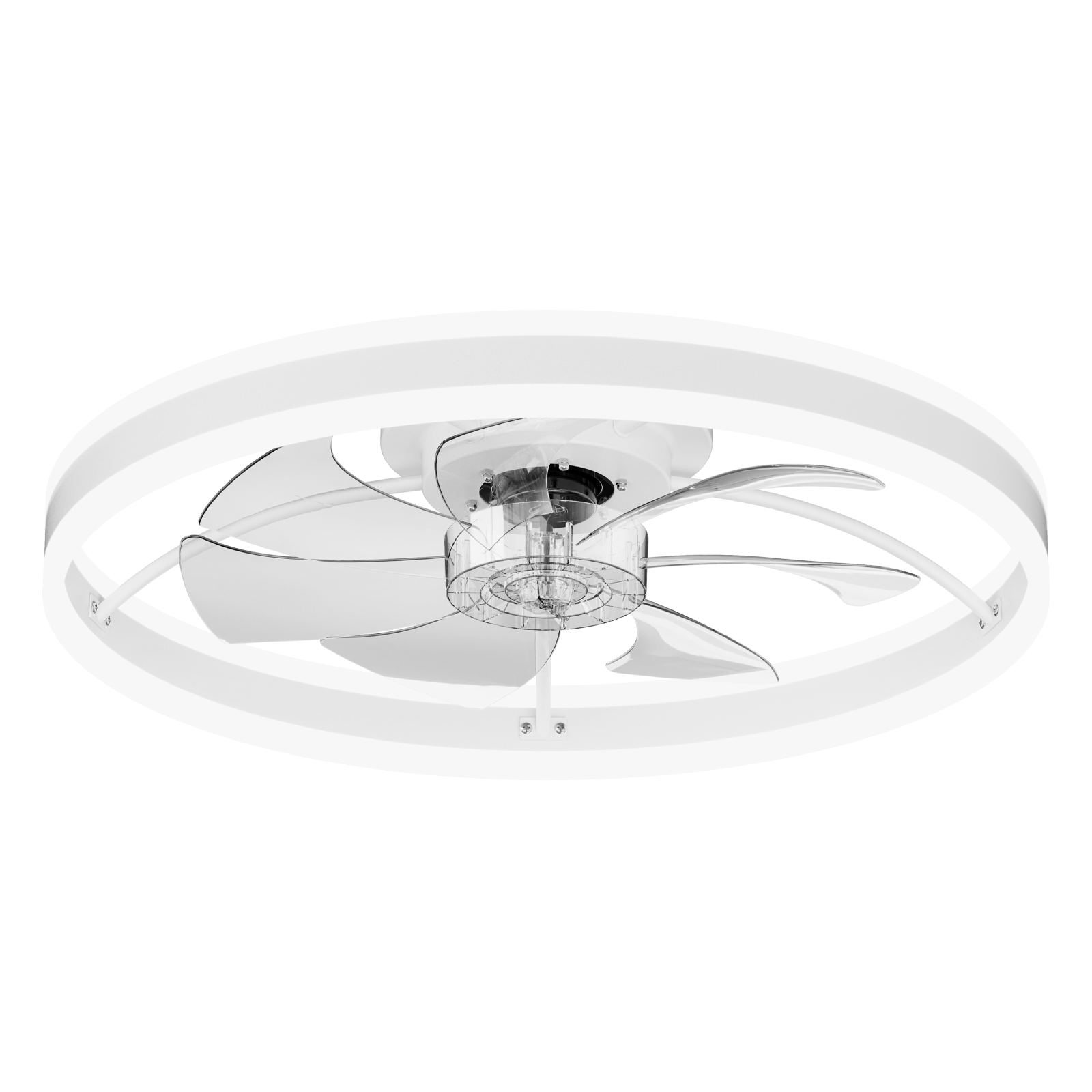 Alt View 5. Loheer - Loheer Ceiling Fan with Light, 23.6 Inch Low Profile White Modern Ceiling Fan, Quiet DC Motor, App Remote Timer.