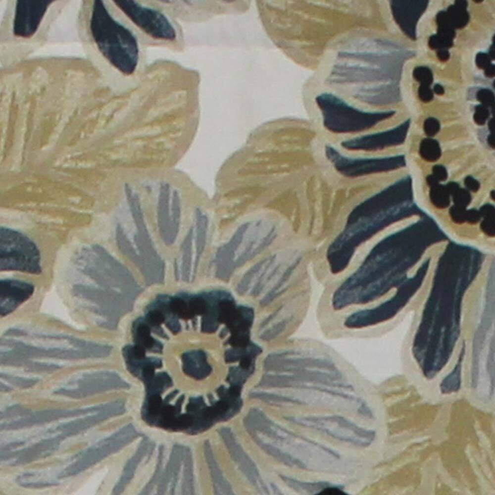Left. RLF Home - RLF Home Verona Petticoat Modern Premium Design Printed Valance 3" Rod Pocket 50" x 15" Blue/Gray - Blue gray.
