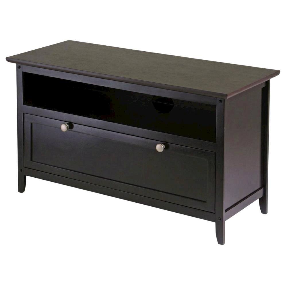 FurniFact - Dark Espresso Wooden TV Stand With Storage Shelf And Pull Down Cabinet - Brown price history on PriceWatchPro