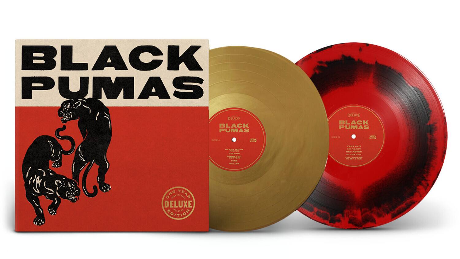 Black Pumas - Black Pumas - Gold / Black & Red Marbled   - VINYL LP