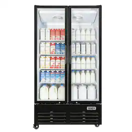 Equator - Vitlife 26.5 Cu Ft Commercial 2 Glass Door Merchandiser Refrigerator, LED, Adjustable Shelves, Auto Defrost ETL - Black