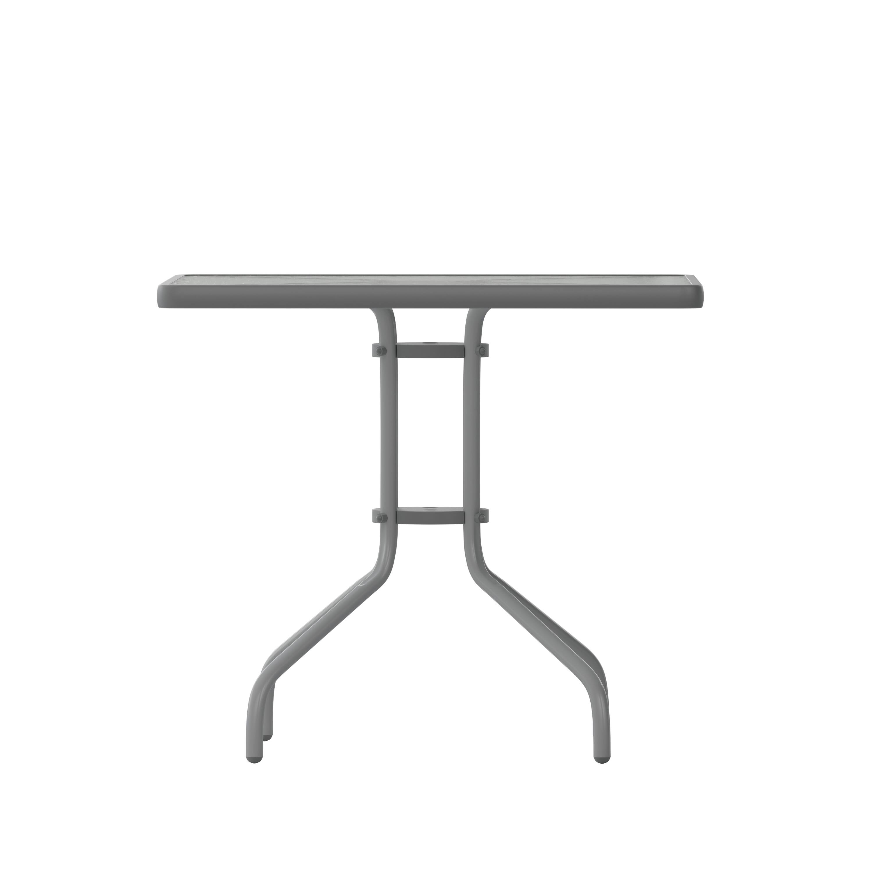 Alt View 8. Emma + Oliver - 31.5" Square Tempered Glass Metal Table with Smooth Ripple Design Top - Clear Top/Silver Frame.