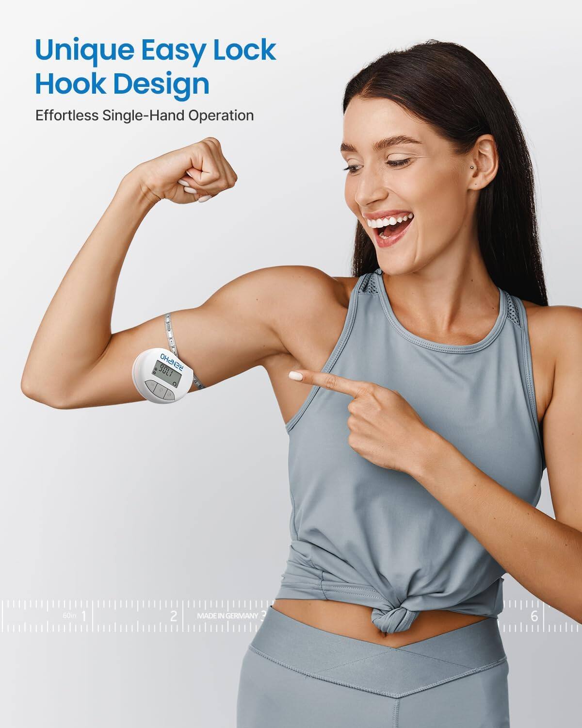 Renpho Smart Body Measuring Tape, Bluetooth App, 60in, for Weight Loss ...
